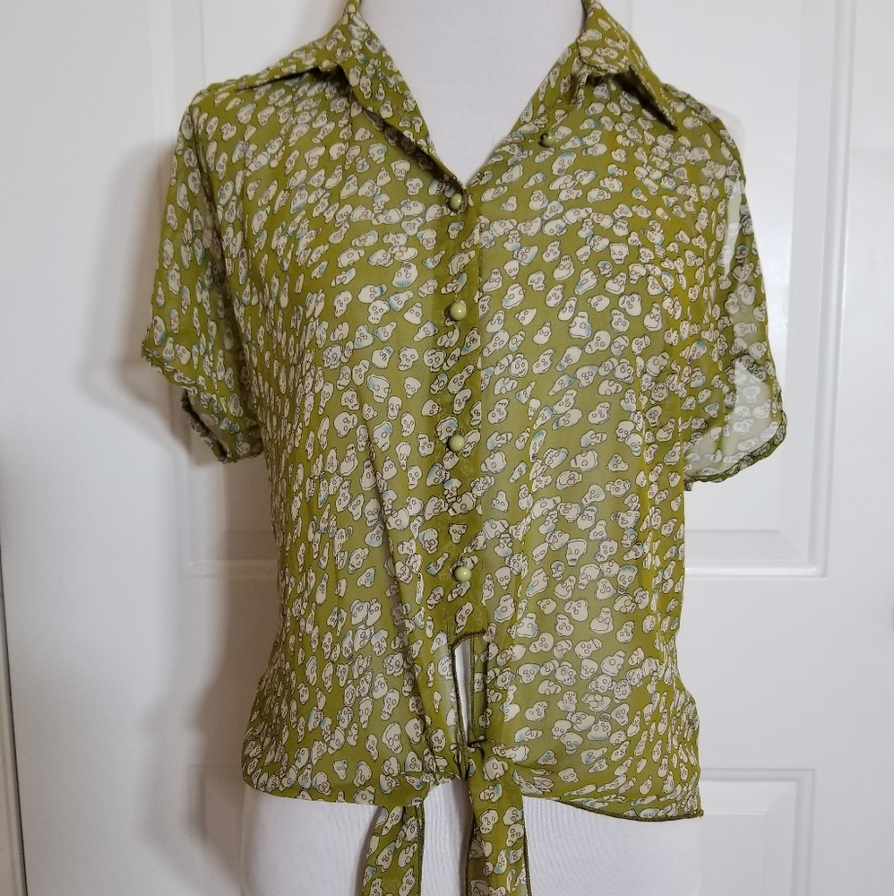 Michelle Medium Green Skull Cold Shoulder From Tie Top